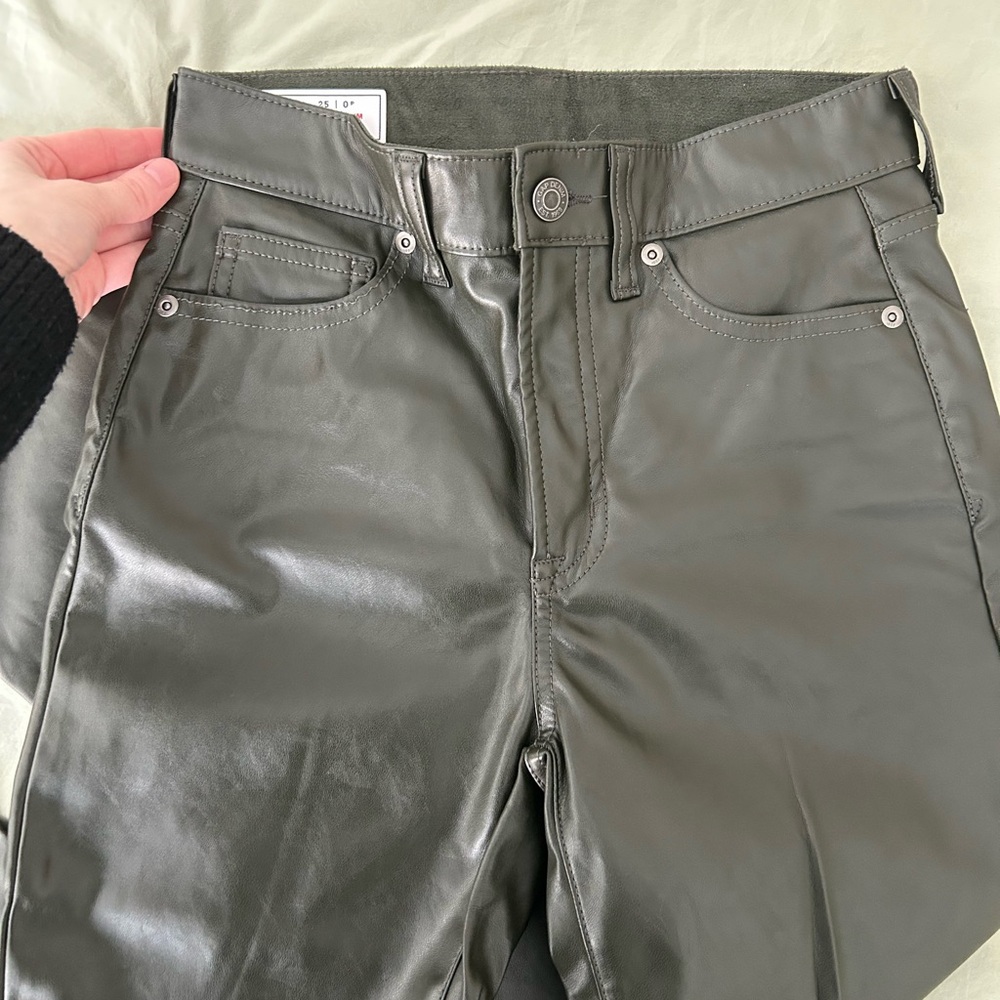 GAP Dark Olive Leather Pants - Picture 4 of 8